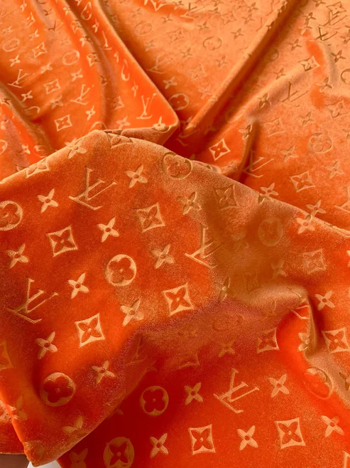 Orange Velvet fabric - Sample 3
