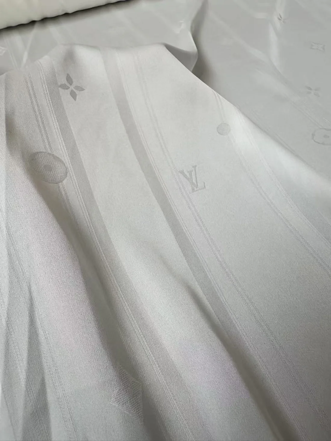 LV-Style White Silk Fabric for Sewing - Sample 3