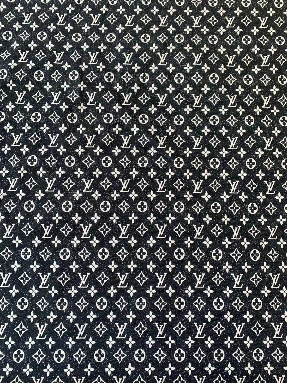 LV-Style Black Woven Denim Fabric - Sample 3