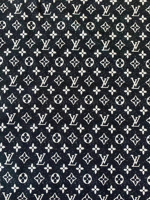 LV-Style Black Woven Denim Fabric - Sample 4