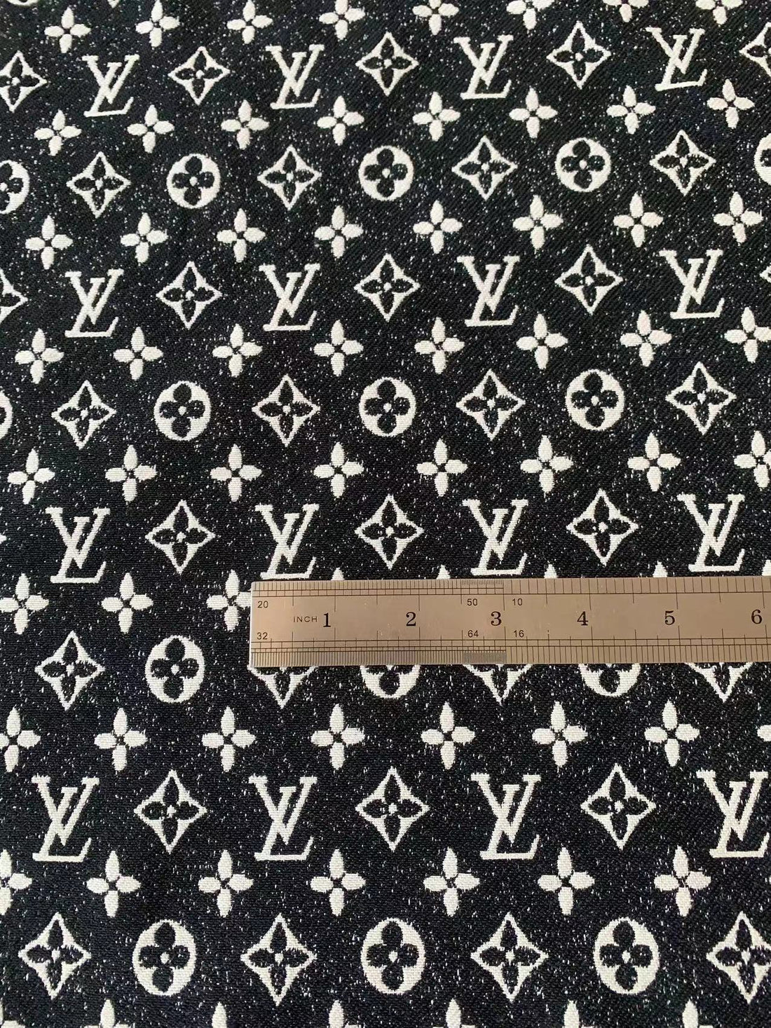 LV-Style Black Woven Denim Fabric