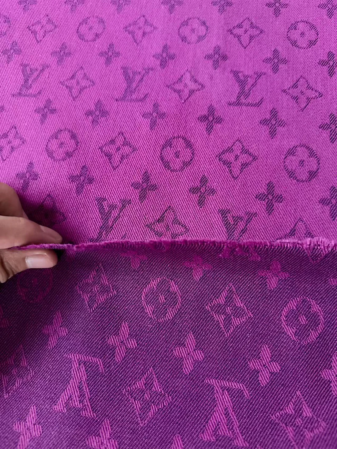 Fuchsia LV Jacquard Denim Fabric for Handmade Goods - Sample 2