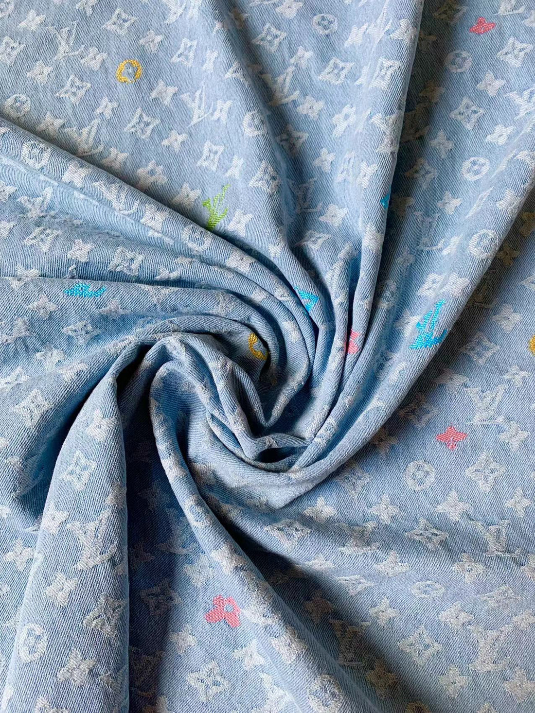 LV-Style Colorful Woven Denim Jacquard Fabric - Sample 3