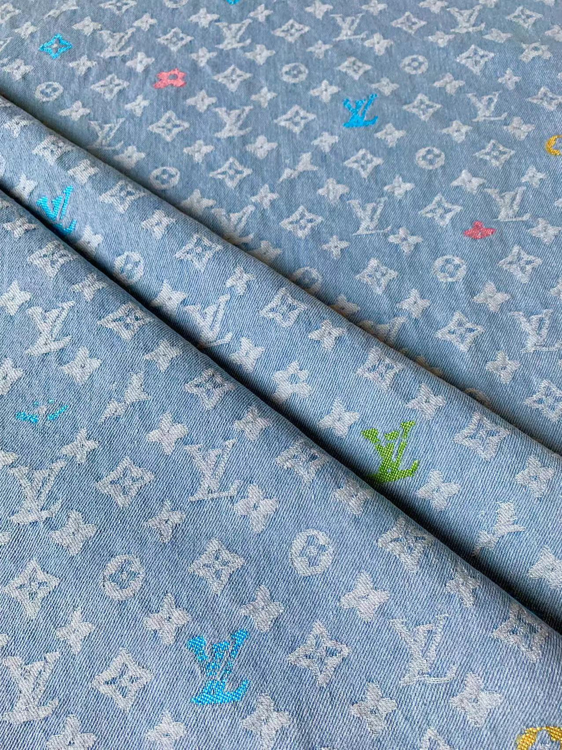 LV-Style Colorful Woven Denim Jacquard Fabric - Sample 2