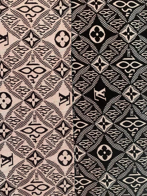 Classic Black LV 1854 Jacquard Fabric by Yard