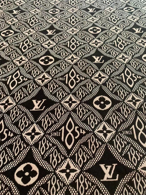 Classic Black LV 1854 Jacquard Fabric by Yard - Sample 3