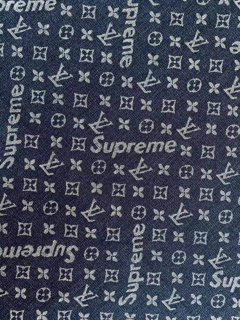 Classic LV & Supreme Woven Denim Fabric – Dark Blue - Sample 3