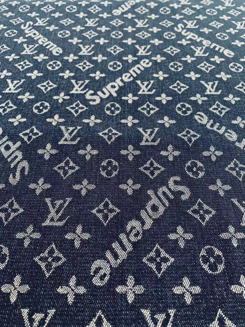 Classic LV & Supreme Woven Denim Fabric – Dark Blue - Sample 2