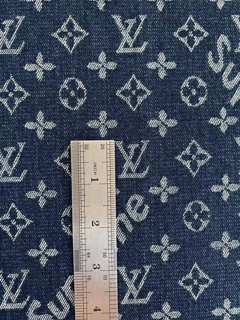 Classic LV & Supreme Woven Denim Fabric – Dark Blue