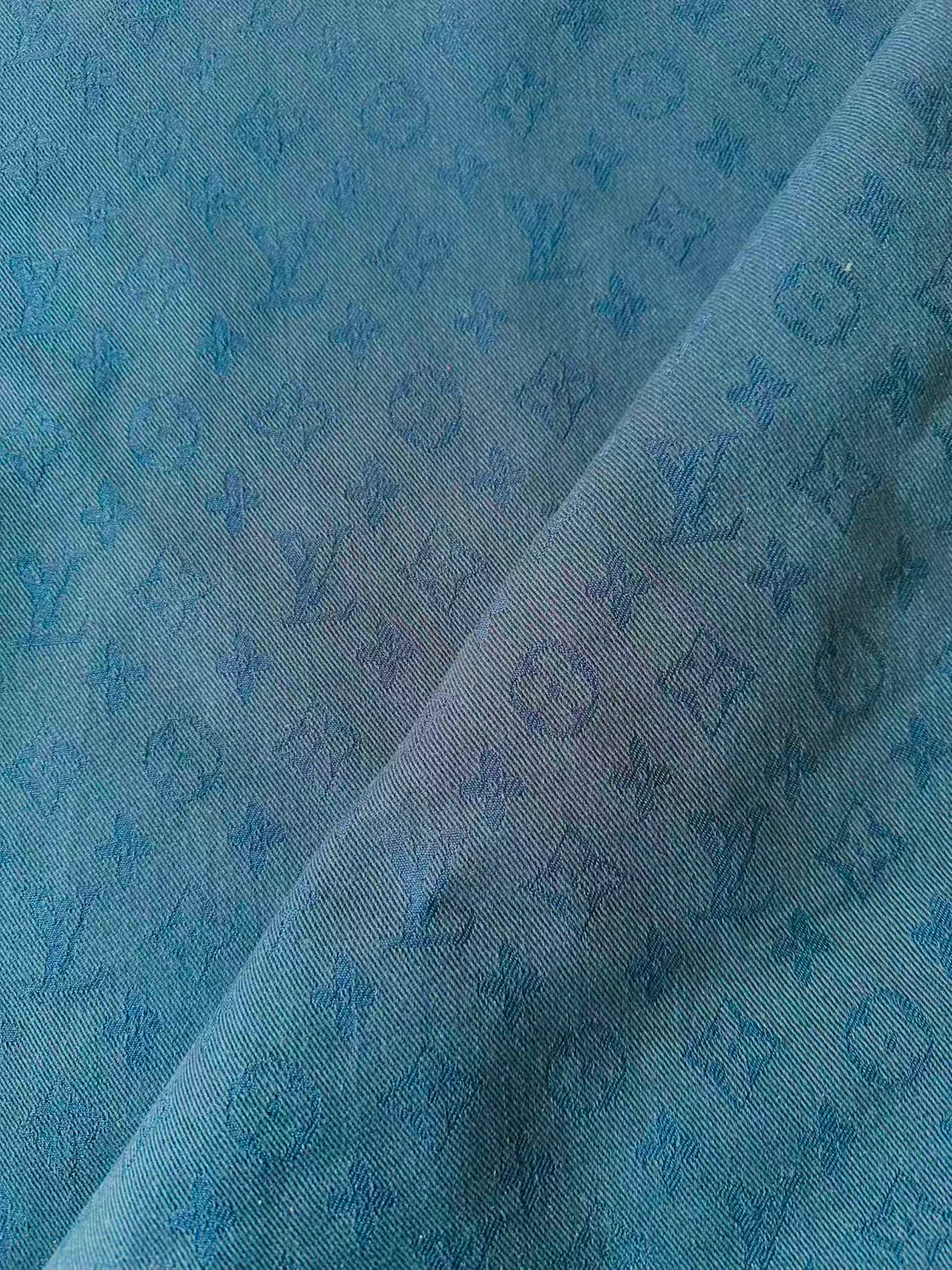 LV-Style Navy Denim Jacquard for Handmade Apparel & Sneakers - Sample 3
