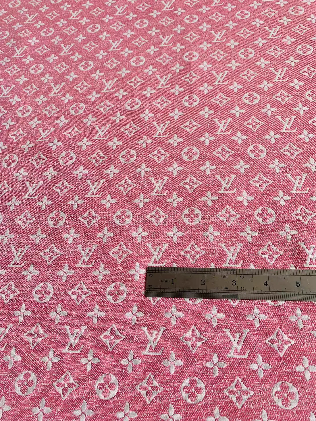 LV-Style Pink Denim Jacquard for Handmade Goods