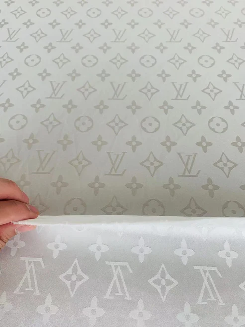 LV-Style White Silk Jacquard for Handmade Handicrafts