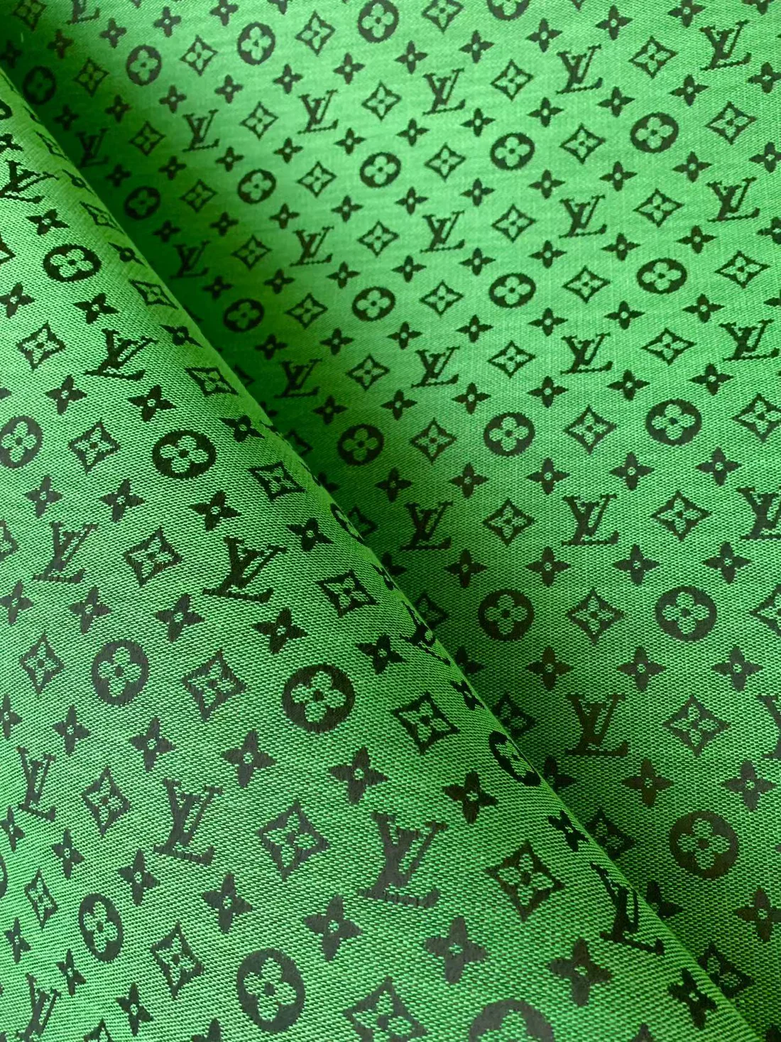 LV-Style Green Jacquard for Handmade Sneakers, Upholstery & Apparel - Sample 2