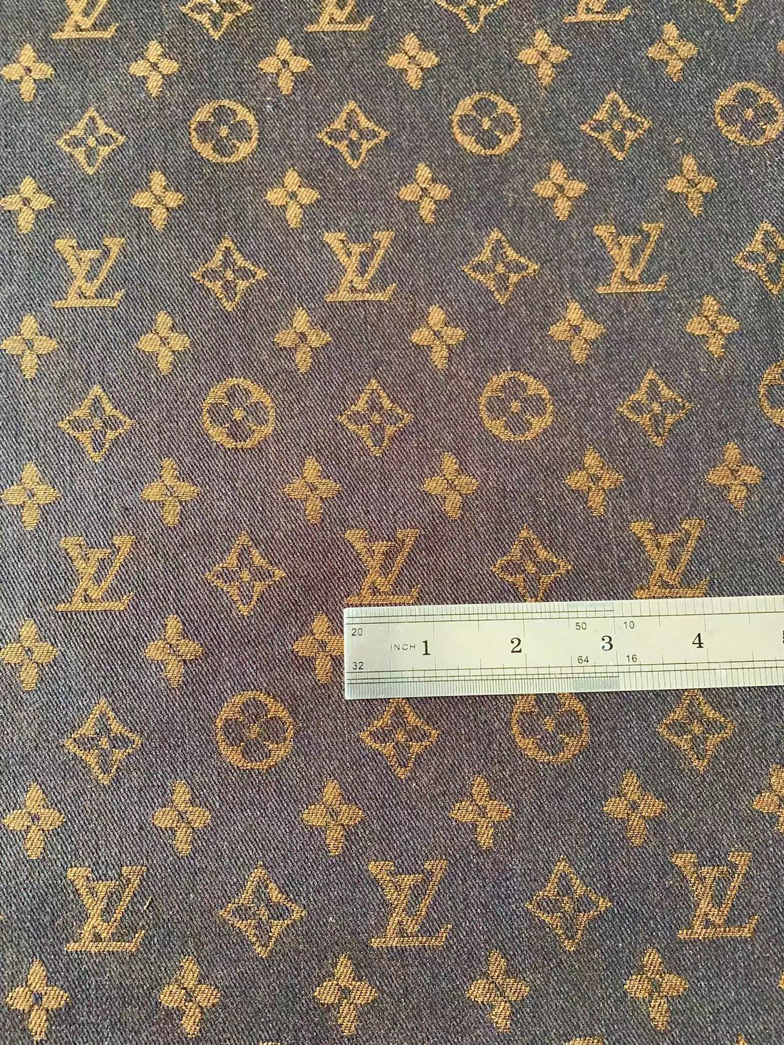 LV-Style Brown Denim Jacquard for Handmade Apparel
