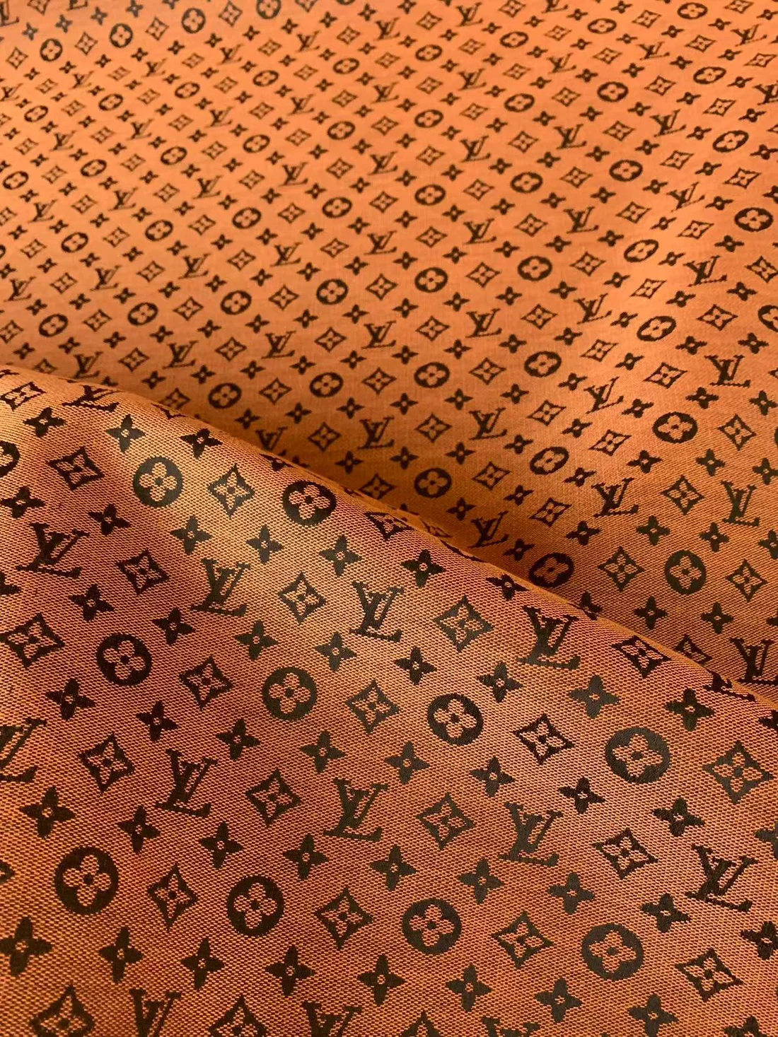 Orange LV Jacquard Fabric for Handmade Sneakers & Apparel - Sample 2