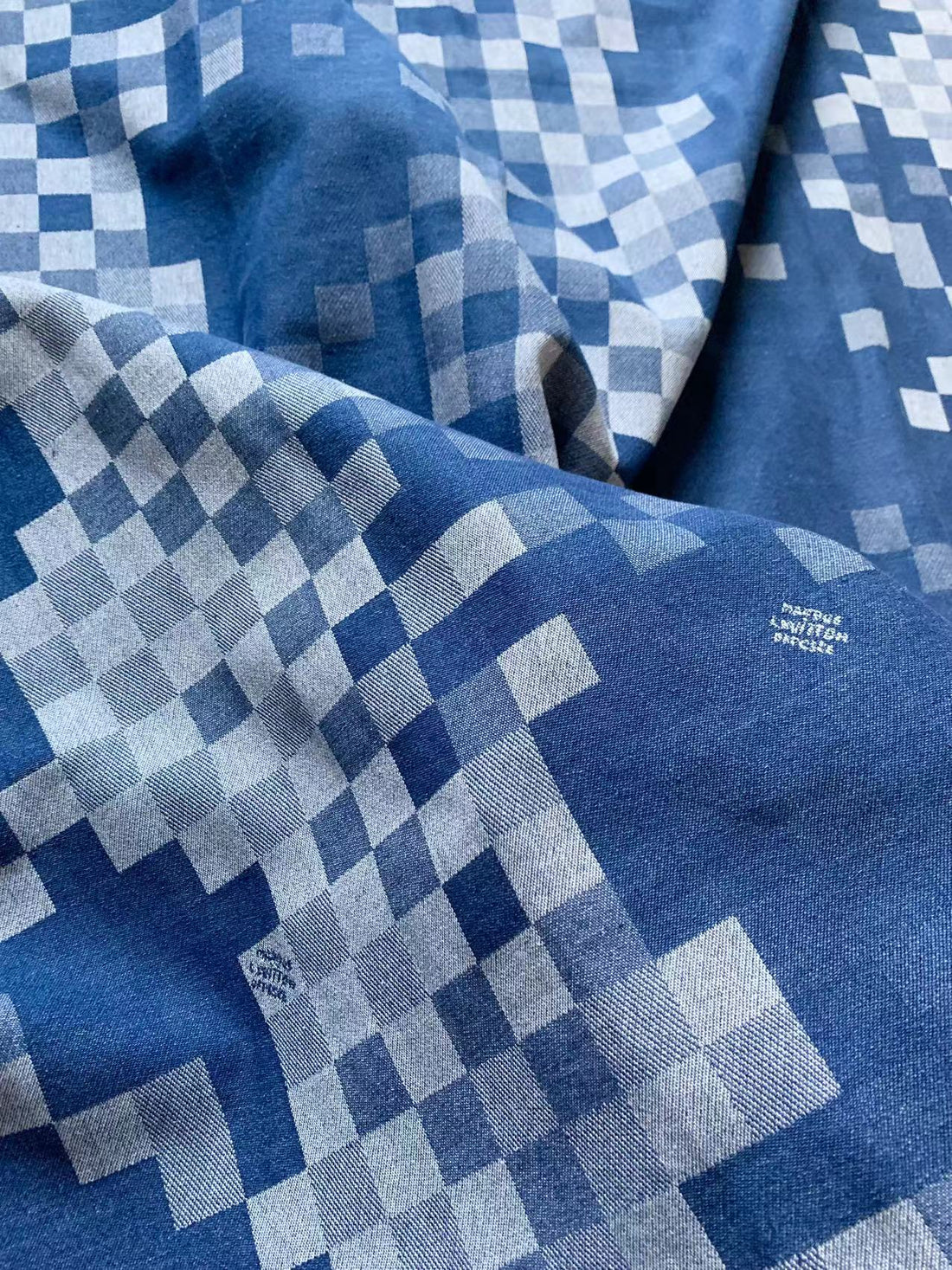 Mosaic Wash LV Damier Jacquard Denim for Handmade Sewing, Upholstery & Apparel - Sample 2