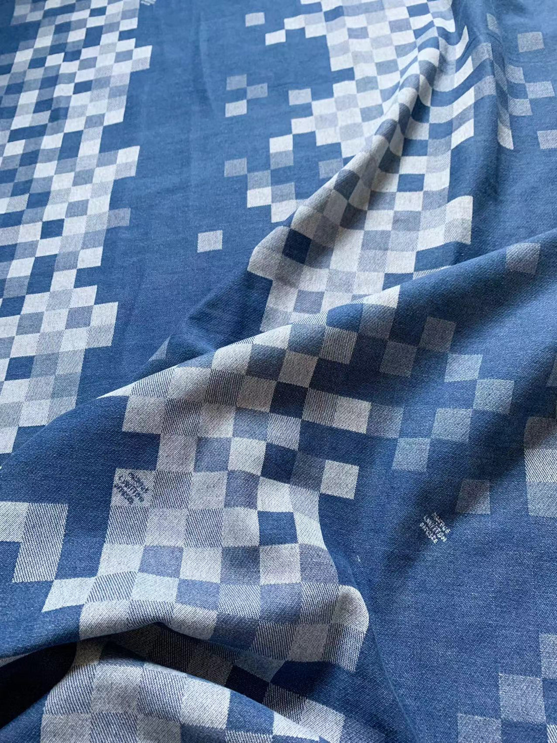 Mosaic Wash LV Damier Jacquard Denim for Handmade Sewing, Upholstery & Apparel
