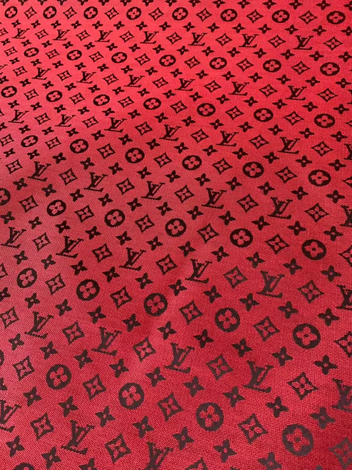 Red LV Jacquard Fabric for Handmade Sneakers, Upholstery & Apparel - Sample 4
