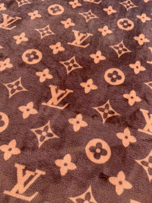 Brown LV Double-Sided Flannel Jacquard Plush Fabric for Handmade Handicrafts - Sample 4
