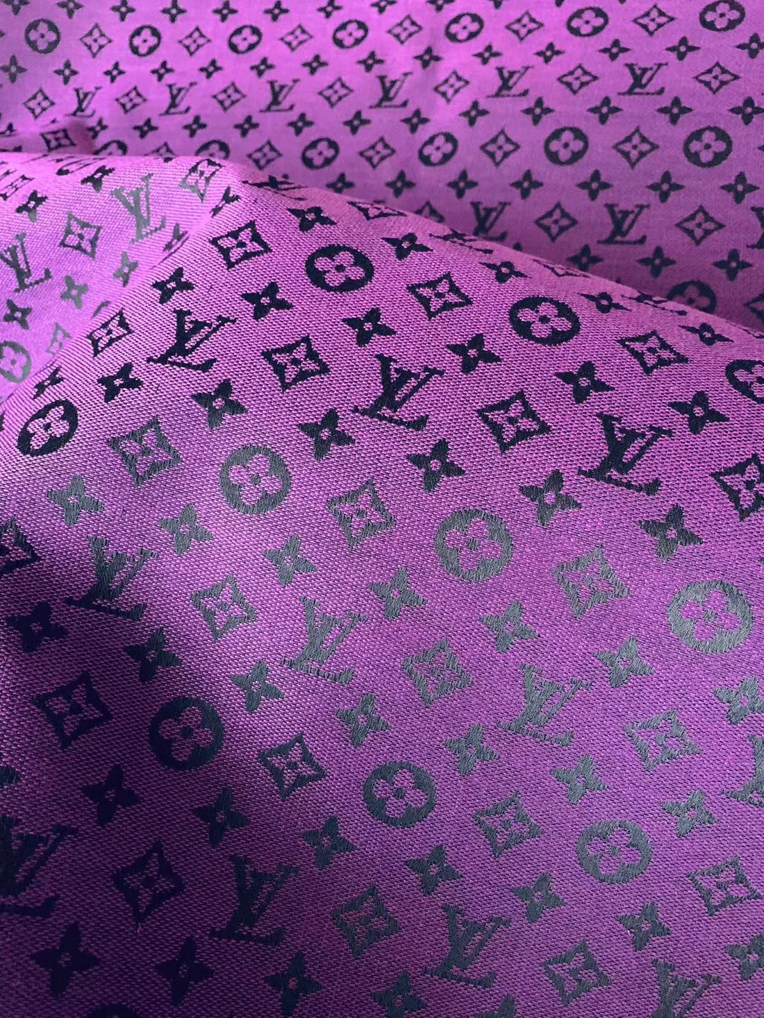 Purple LV Jacquard Fabric for Handmade Sneakers, Upholstery & Apparel - Sample 3