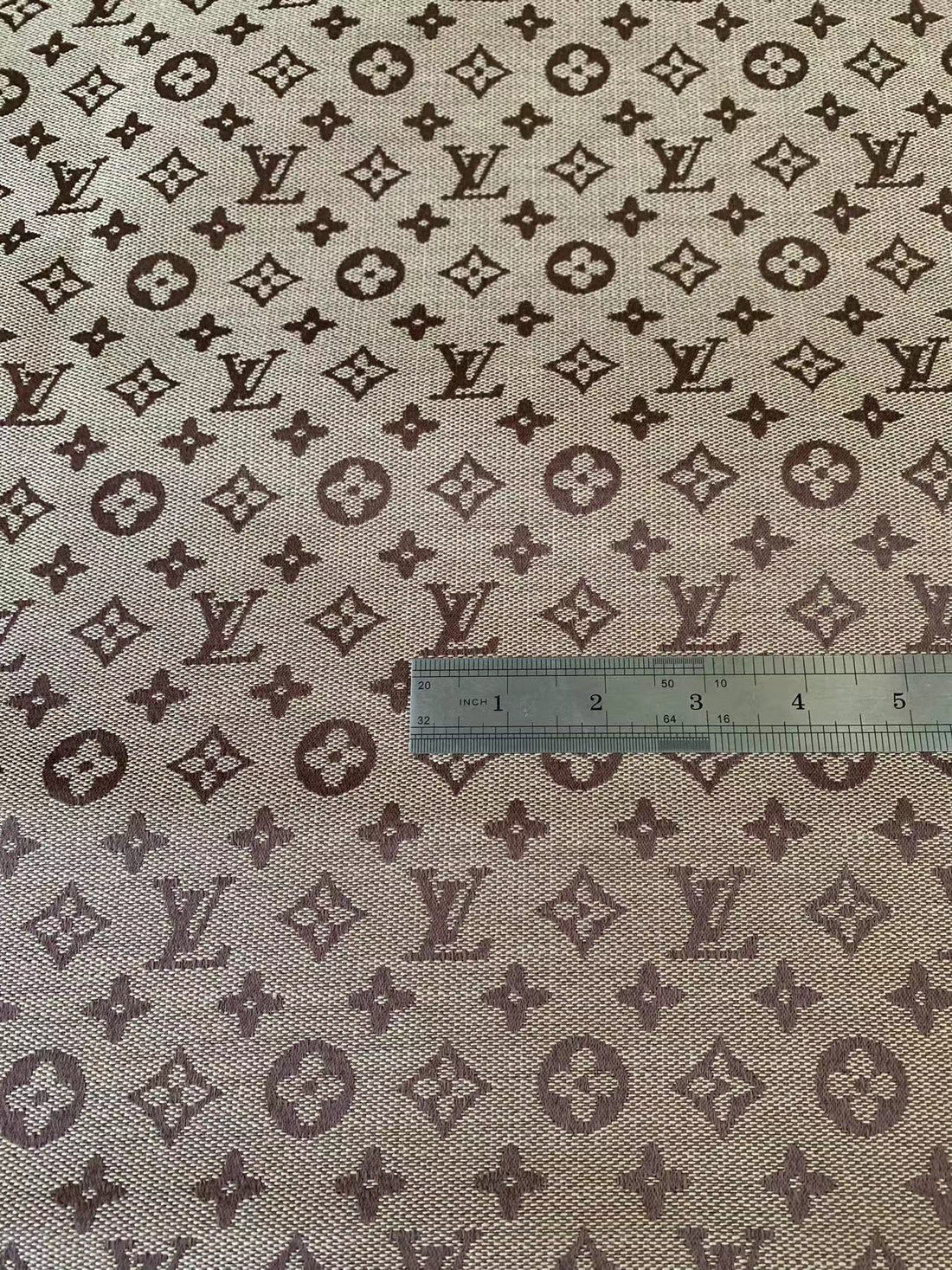 LV-Style Tan Jacquard Fabric for DIY Apparel & Sneakers