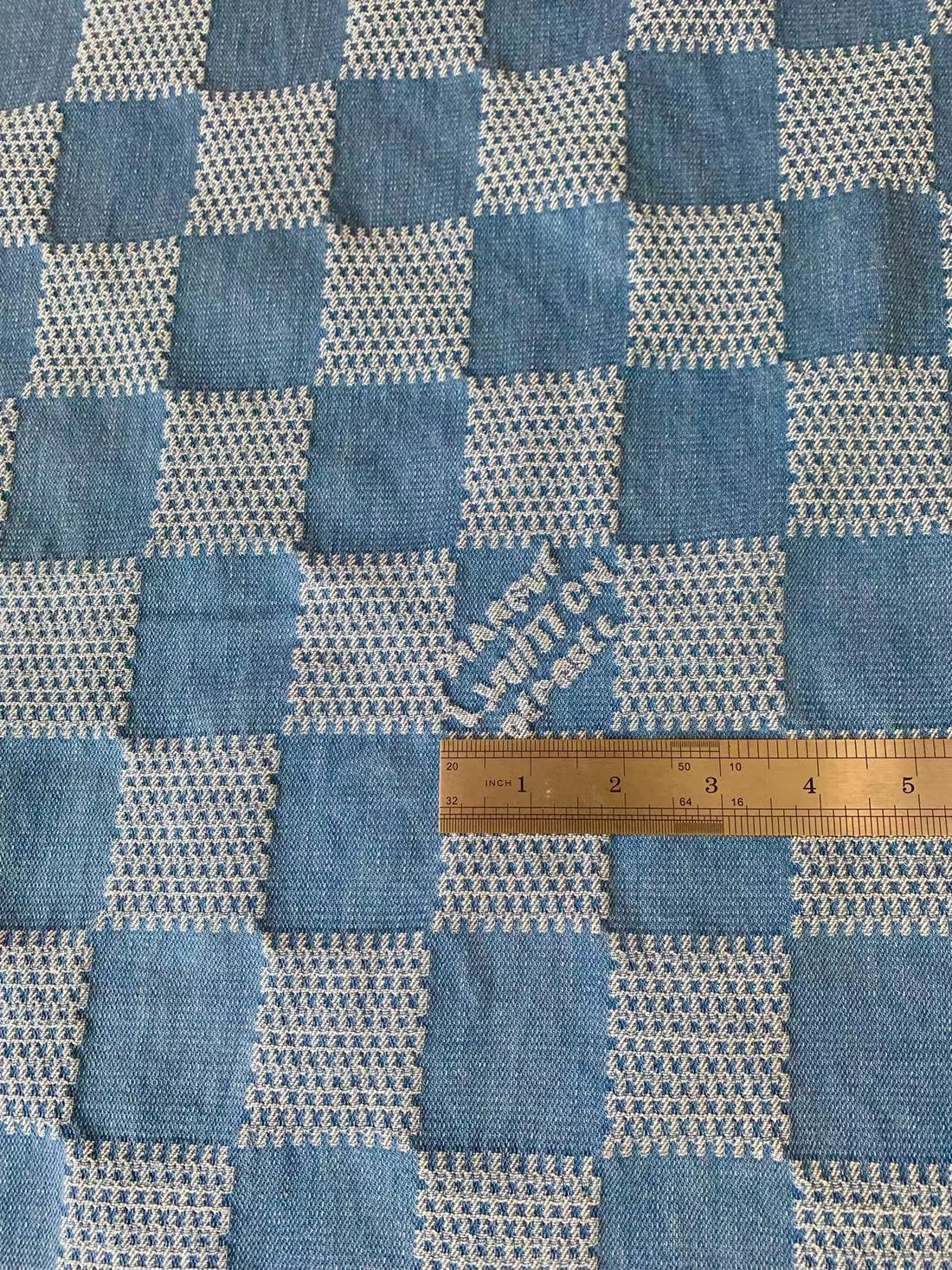 LV-Style Wash Damier Denim Fabric for DIY Upholstery & Clothing