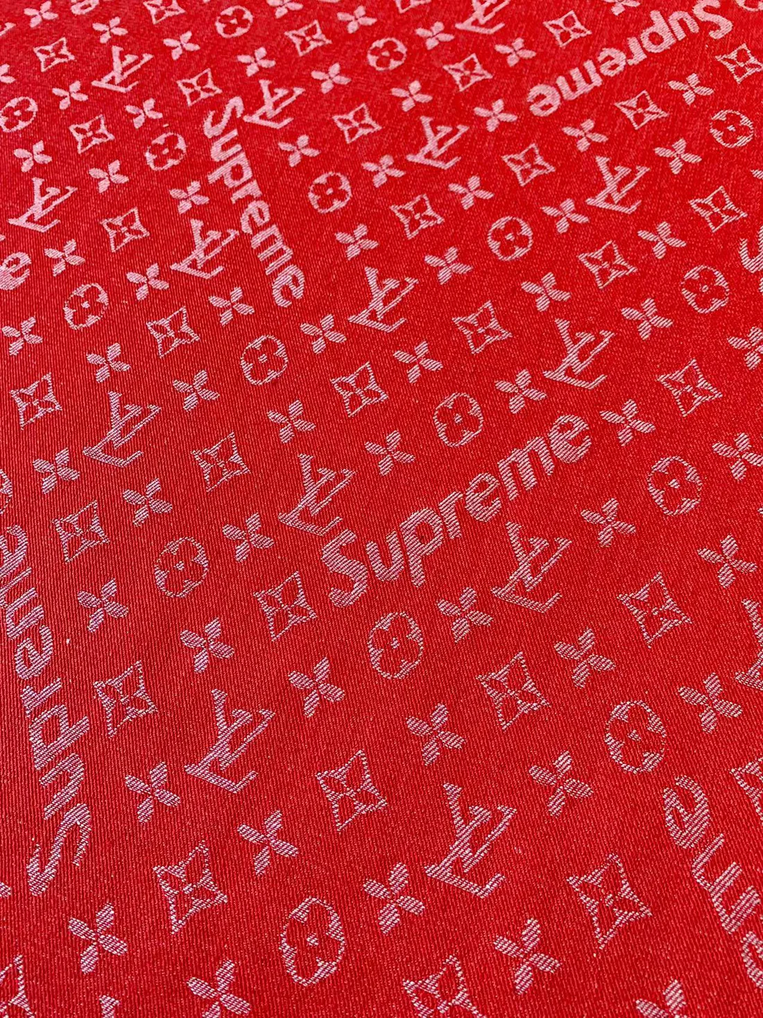 Classic Red LV with Supreme Denim Fabric for DIY Projects - Sample 2