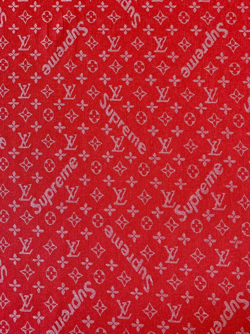 Classic Red LV with Supreme Denim Fabric for DIY Projects - Sample 4