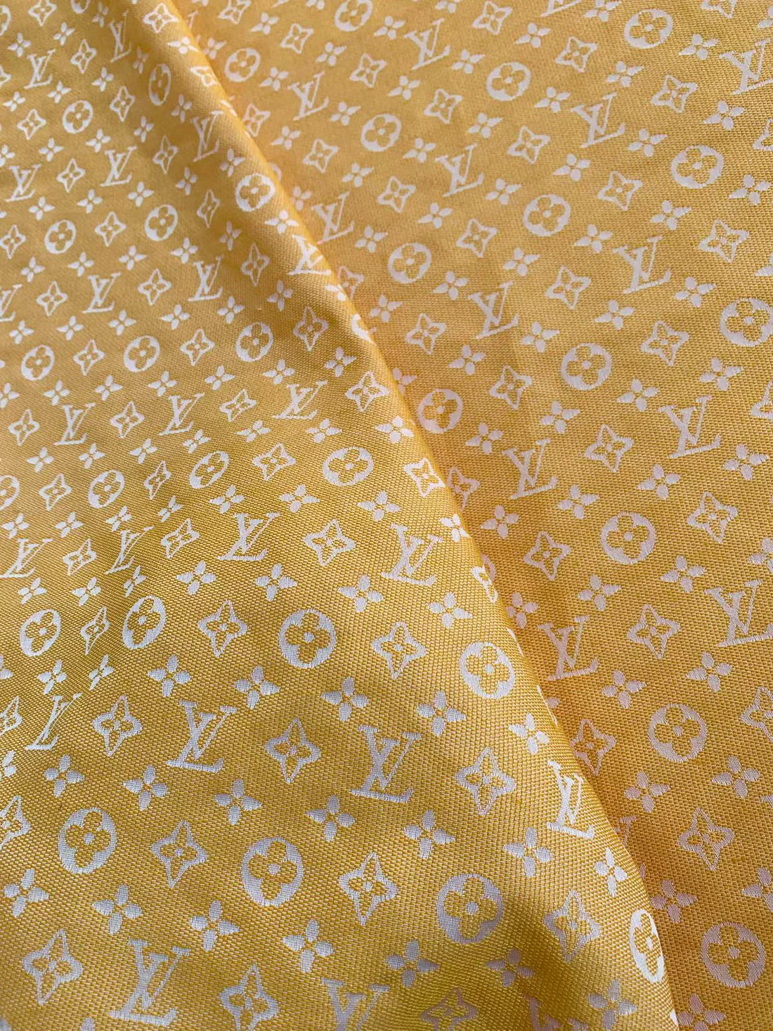 Yellow LV Cotton-Poly Jacquard Fabric for Handmade Apparel
