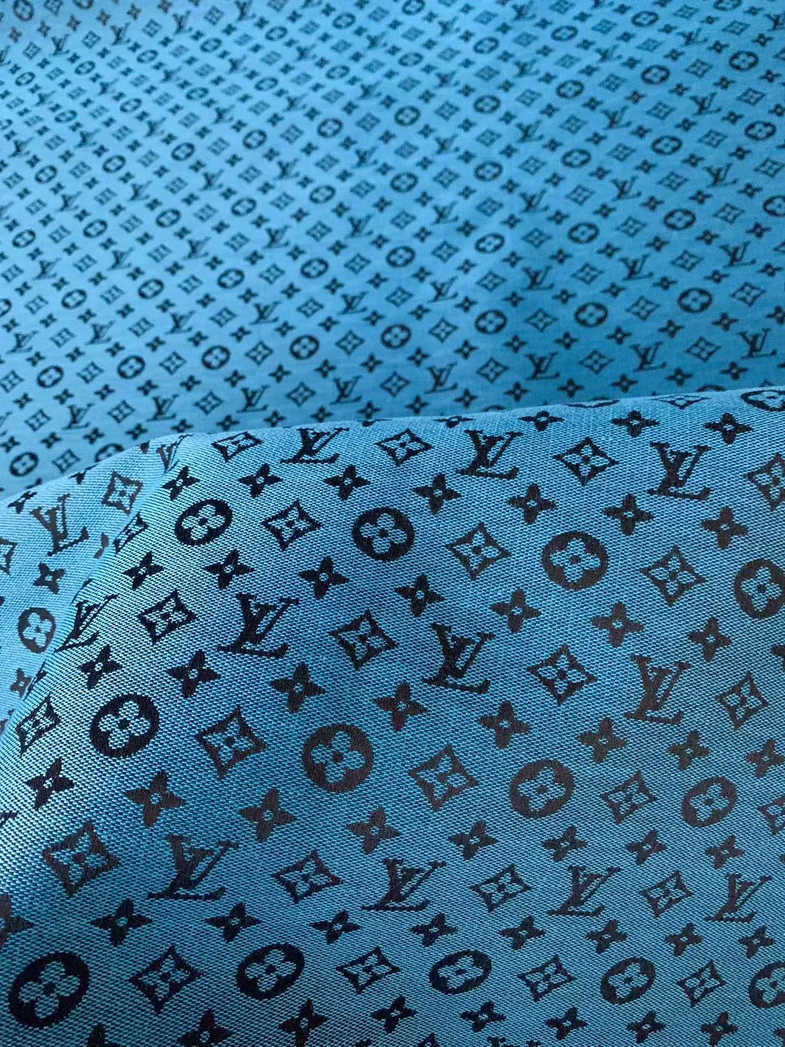 LV-Style Blue Jacquard Cloth for DIY Apparel & Home Projects - Sample 3