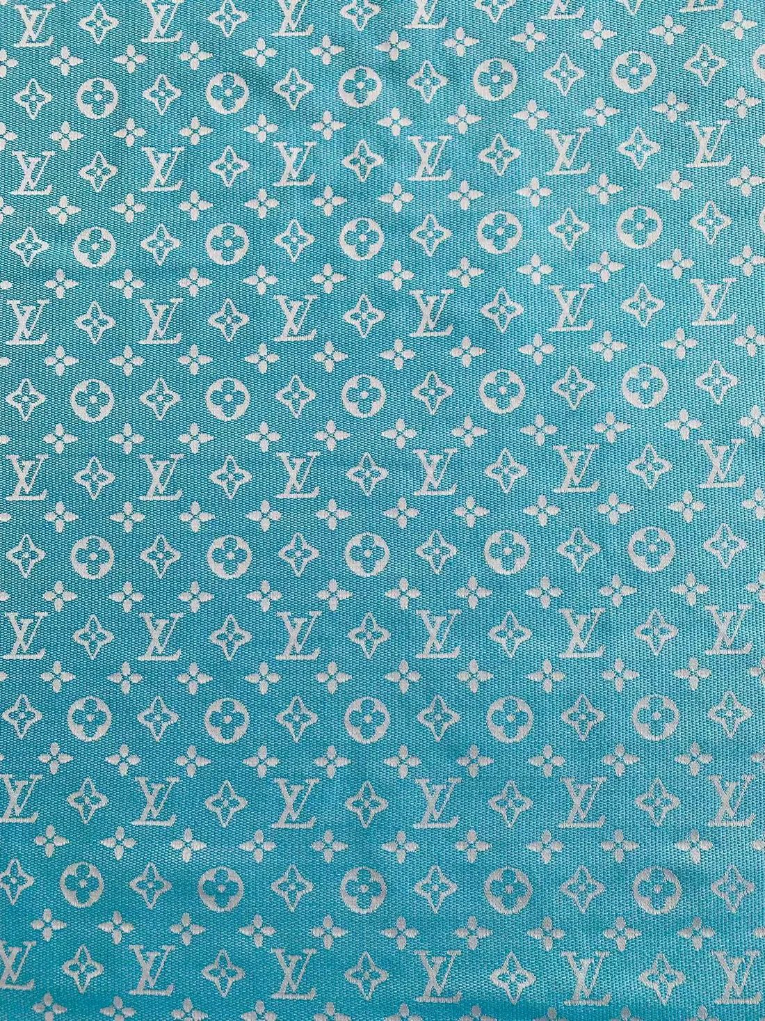 Sky Blue LV Cotton-Poly Jacquard Fabric for Handmade Apparel - Sample 2