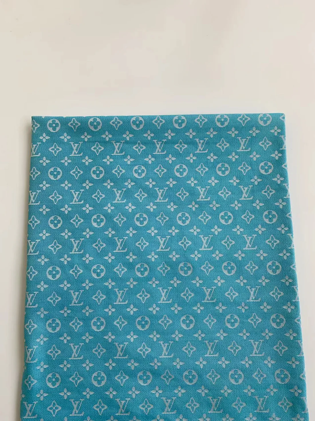 Sky Blue LV Cotton-Poly Jacquard Fabric for Handmade Apparel - Sample 3