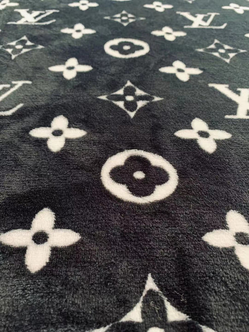 Black LV Double-Sided Flannel Jacquard Plush for Handmade Handicrafts - Sample 3