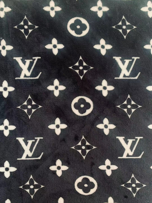 Black LV Double-Sided Flannel Jacquard Plush for Handmade Handicrafts - Sample 4