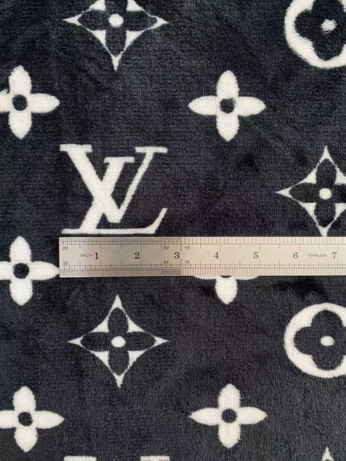 Black LV Double-Sided Flannel Jacquard Plush for Handmade Handicrafts - Sample 2