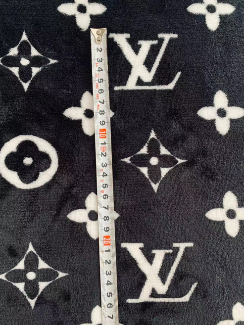 Black LV Double-Sided Flannel Jacquard Plush for Handmade Handicrafts