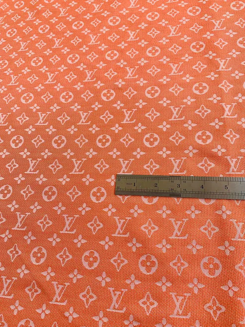 Orange LV Cotton-Poly Jacquard Fabric for Handmade Apparel