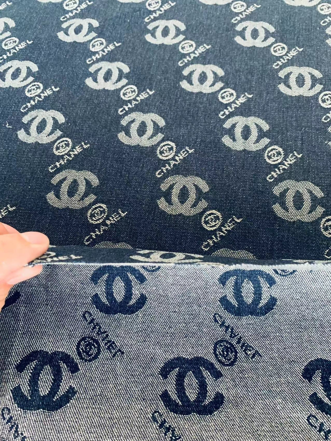 Classic Dark Blue Denim Woven Jacquard for DIY Apparel & Crafts - Sample 2