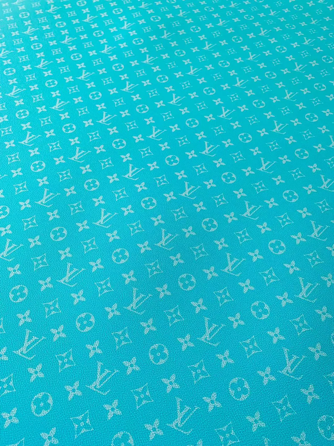 Classic LV Bright Blue Vinyl Leather for DIY Projects - Sample 2
