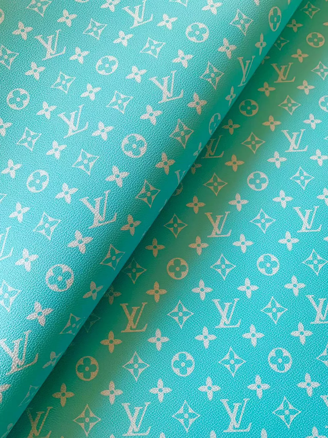 Classic LV Bright Blue Vinyl Leather for DIY Projects - Sample 3